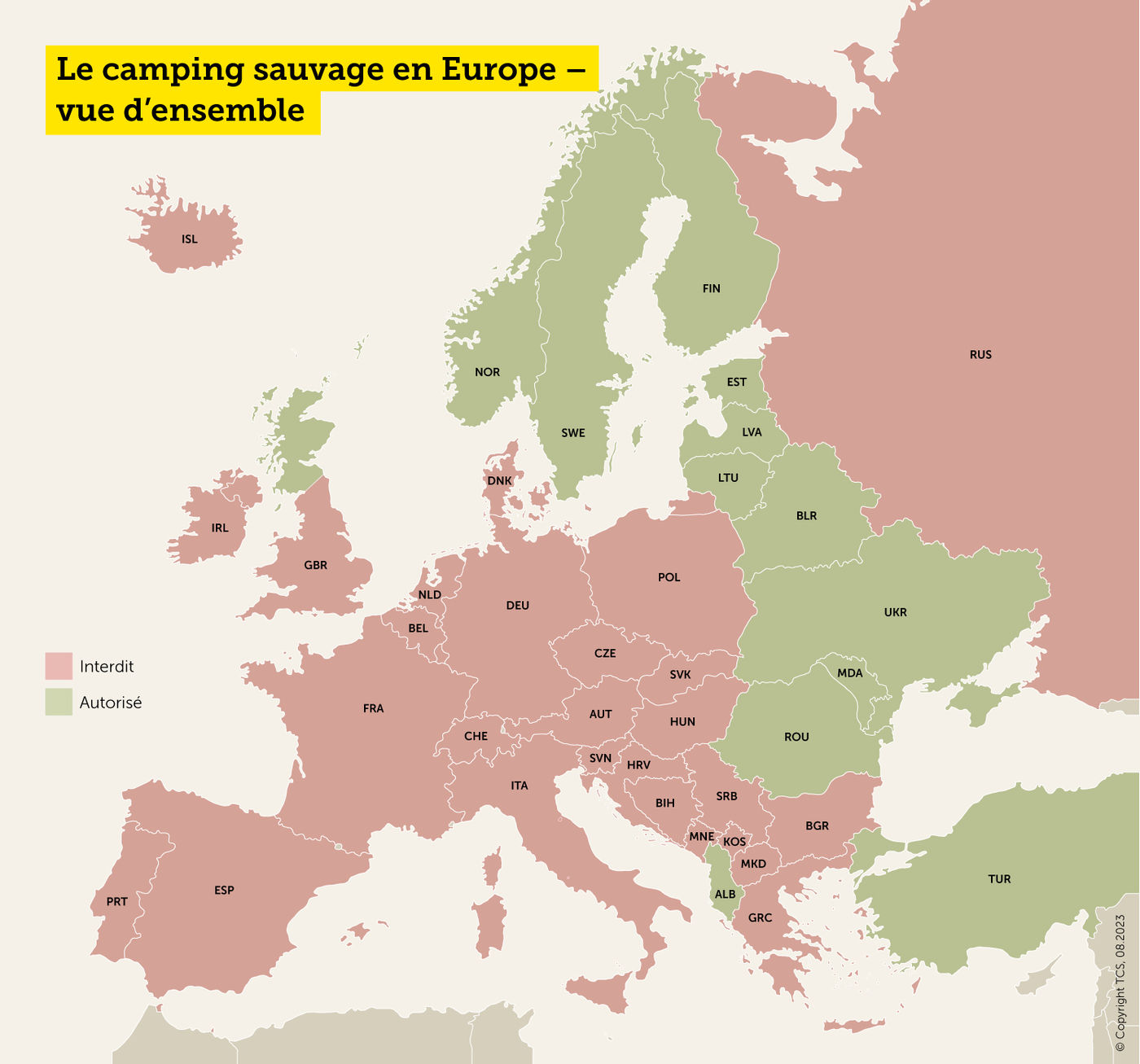 Le camping sauvage en Europe - vue d'ensemble