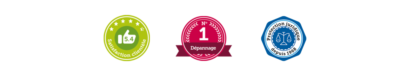 5.4/6 Satisfaction clientèle; No 1 Döpannage en Suisse; Protection juridique depuis 1968