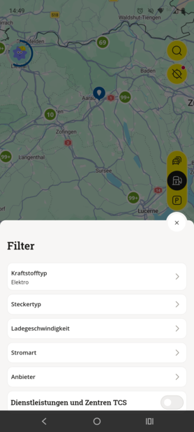 Filtern nach Steckertyp, Ladegeschwindigkeit, Stromart und Anbieter