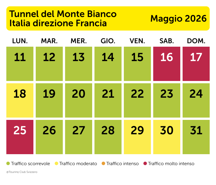 Previsioni del traffico Ascensione e Pentecoste direzione Francia