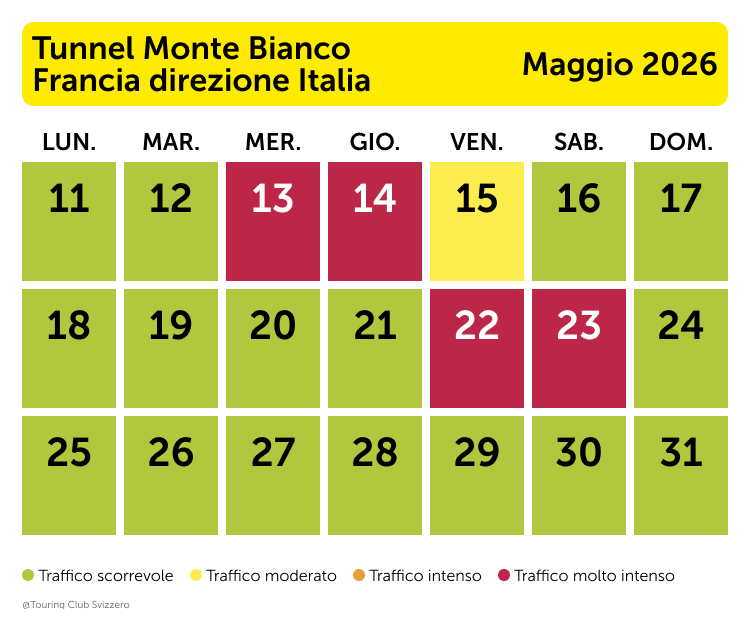 Previsioni del traffico Ascensione e Pentecoste direzione Italia