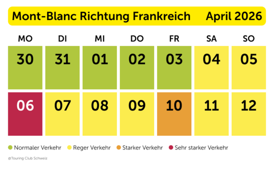 Mont-Blanc Tunnel Richtung Frankreich Ostern