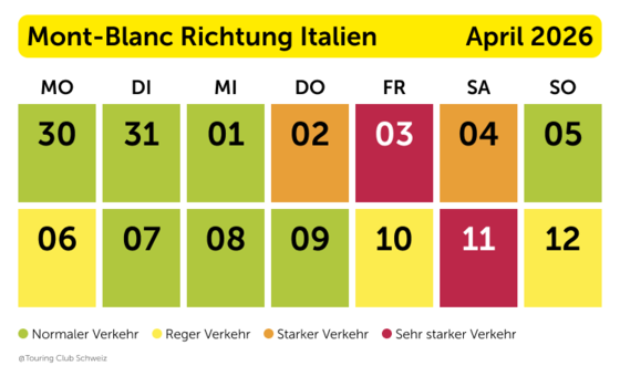Mont-Blanc Tunnel Richtung Italien Ostern