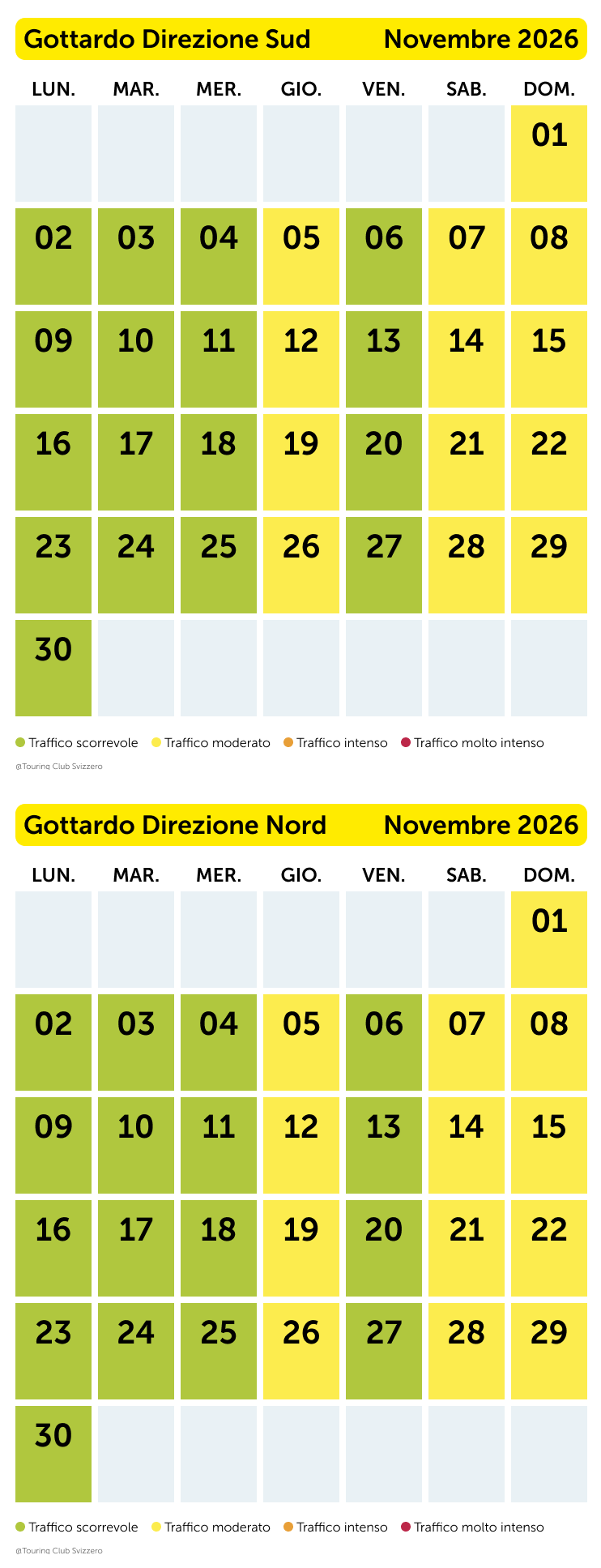 Traffico al Gottardo Novembre 2026