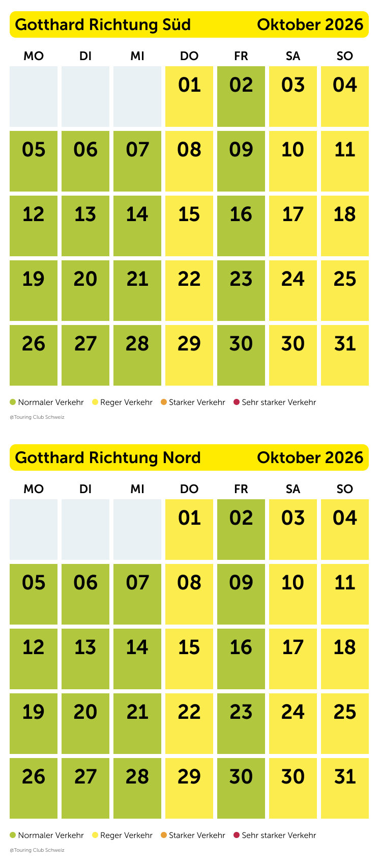 Stauprognose Gotthard Oktober 2026