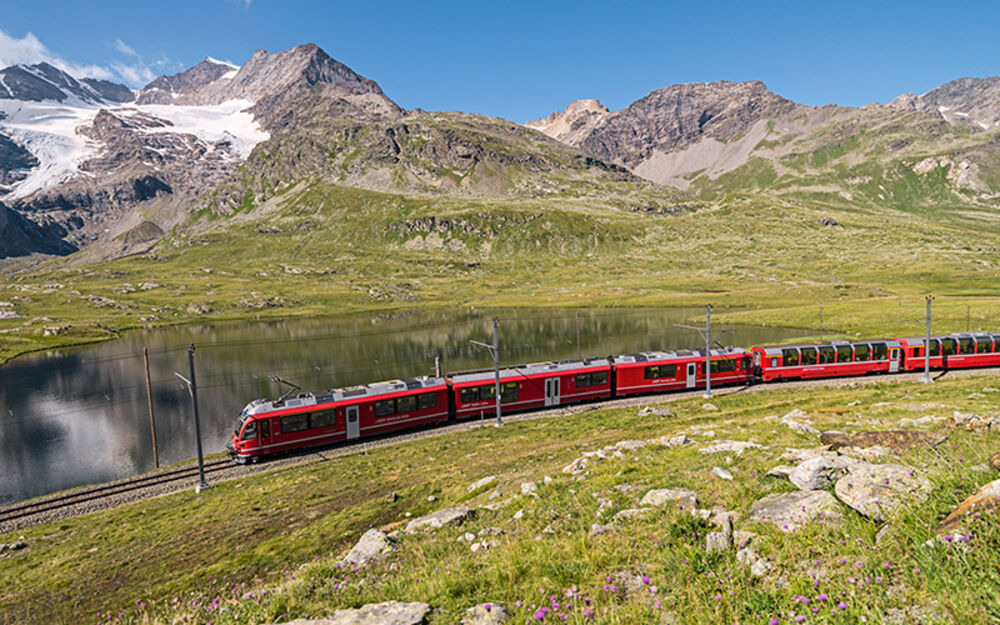 Berninalinie, Bernina Pass-Lei Ner-Piz Cambrena - © RhB, Andrea Badrutt