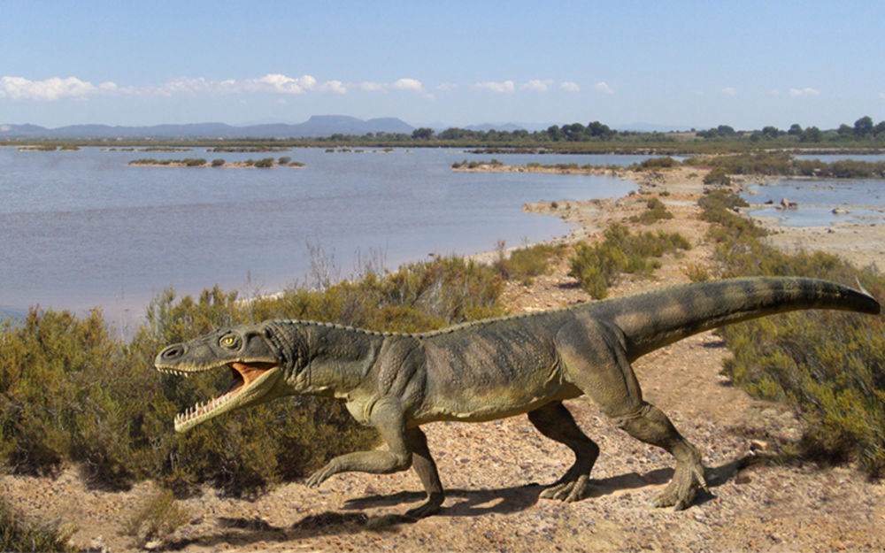 Reconstruction de Ticinosuchus dans son milieu de vie