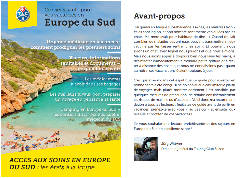 Guide santé du TCS - Conseils santé pour vos vacances en Europe du Sud