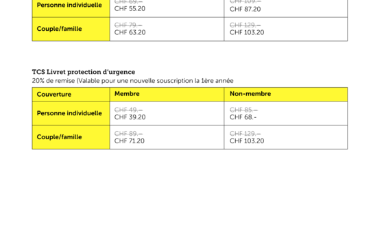 Liste de prix TCS produits