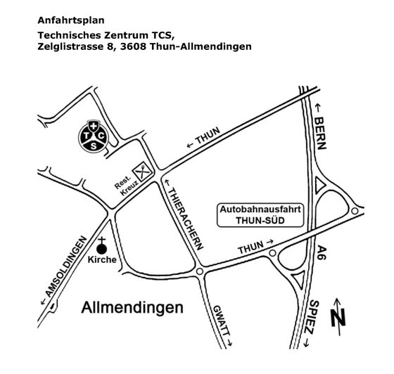 Lageplan Technisches Zentrum TCS Thun-Allmendingen