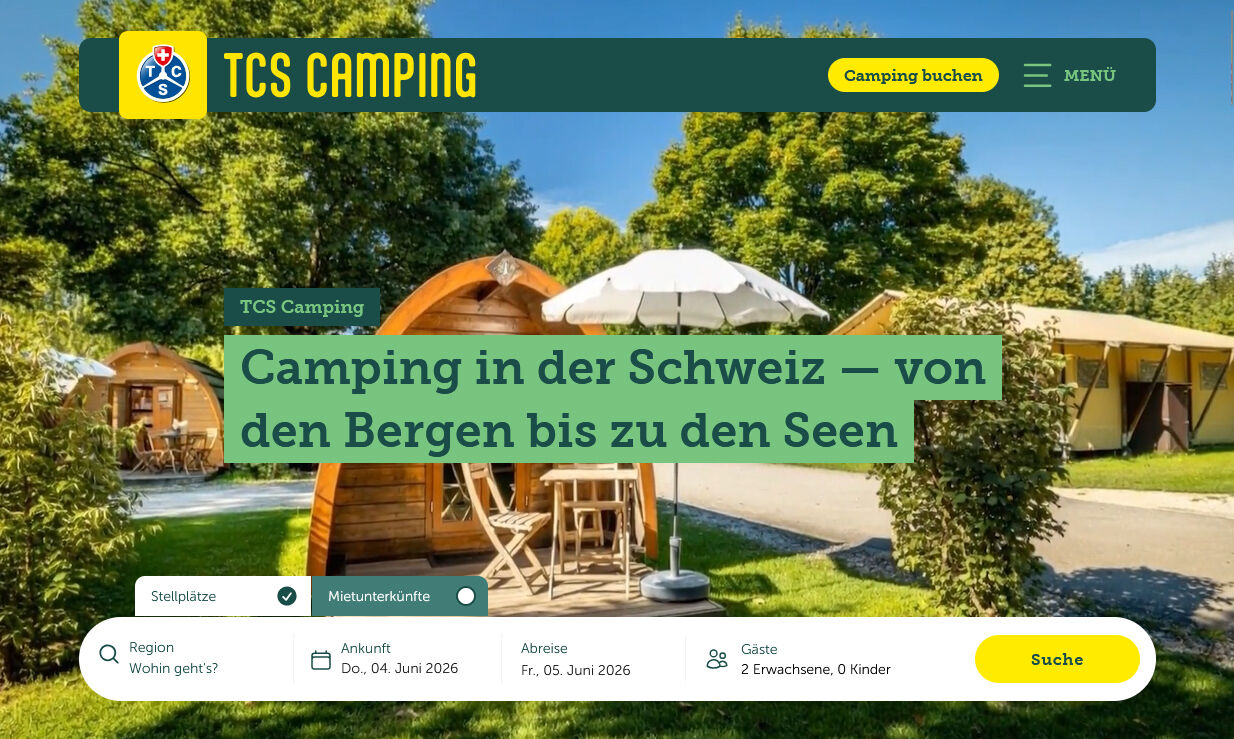 Website camping.tcs.ch