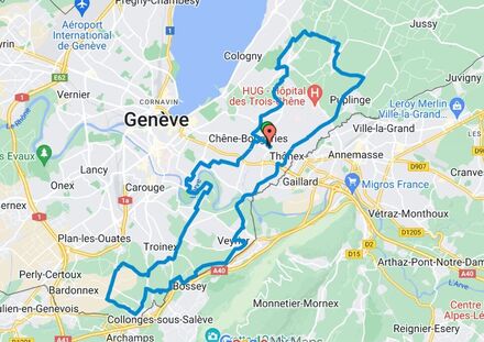 Tour du canton de Genève à vélo - parcours Cantonade