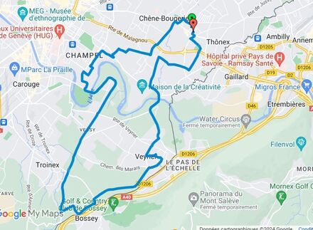 Tour du canton de Genève à vélo - parcours p'tit tour