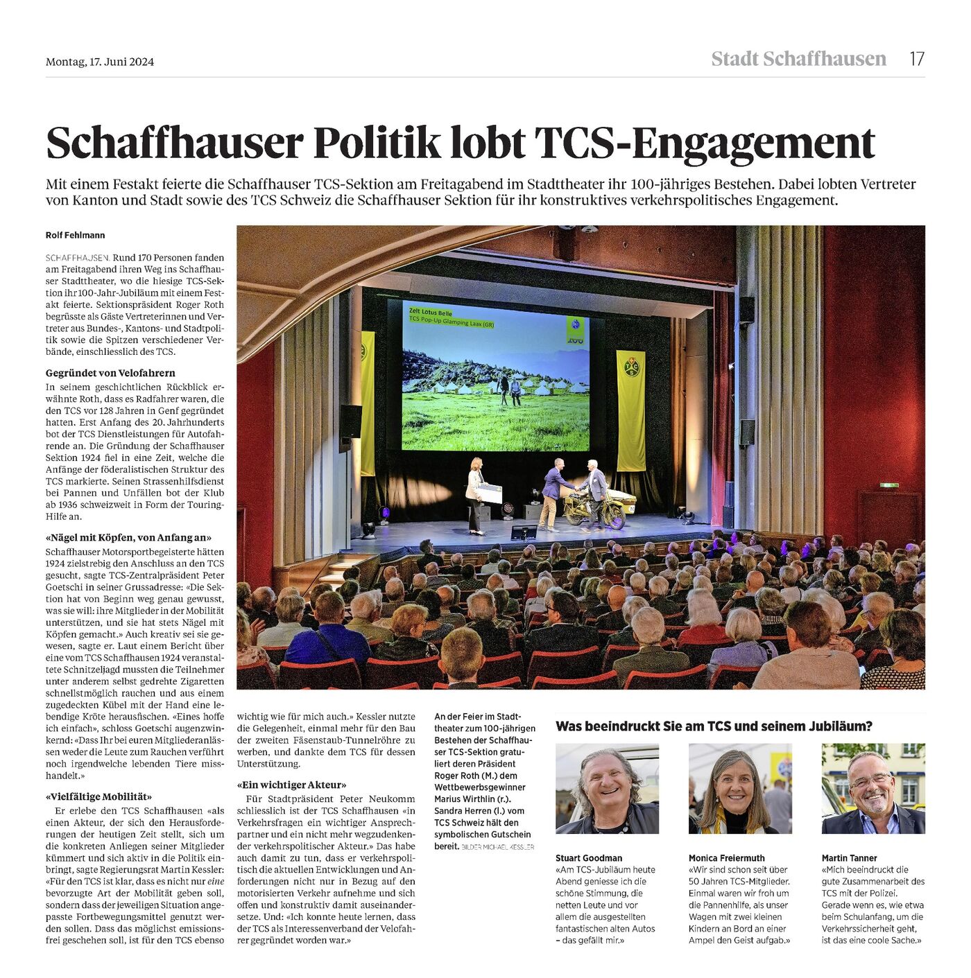SN Jubiläumsfeier 100 Jahre TCS SH