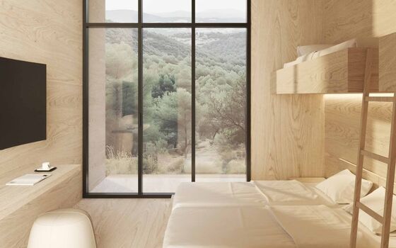 Render di come appariranno internamente le «Tiny Houses»