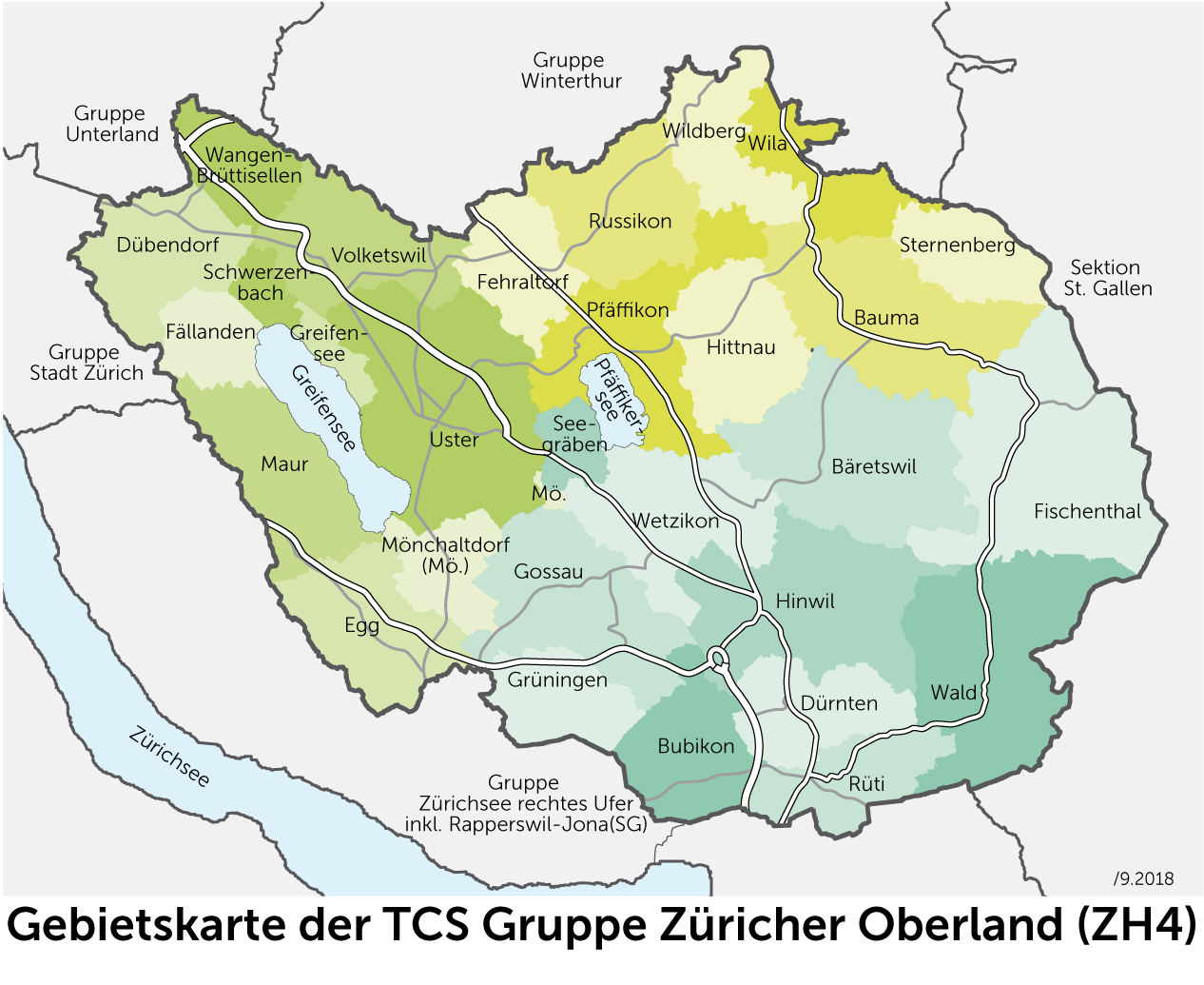 Bezirke und Gemeinden der Gruppe Zürcher Oberland