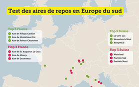 Test des aires de repos en Europe du sud