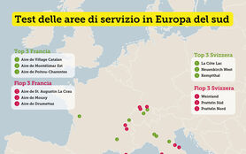 Test delle aree di servizio in Europa del sud