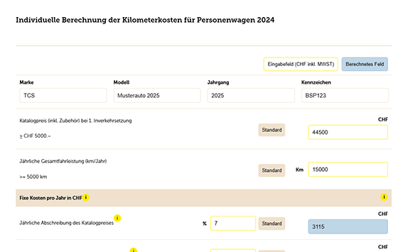 Kilometerkosten online berechnen