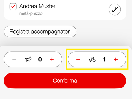 App FFS, numero di biciclette, passo 2