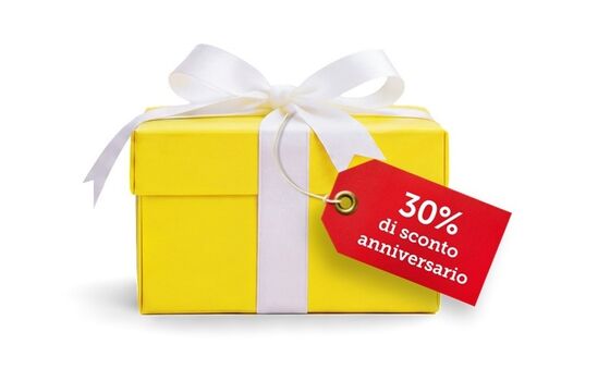 Regalo con cartello rosso Sconto del 30%.