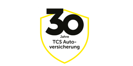 Logo Schrift «30 Jahre TCS Autoversicherung».