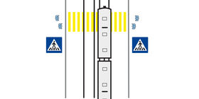 Fussgängerstreifen mit Tramschiene