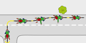 Abbiegen nach links ohne Einspurstrecke