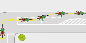 Abbiegen nach links mit Einspurstrecke