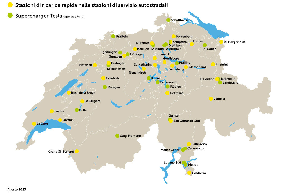 Colonnine di ricarica rapide Svizzera