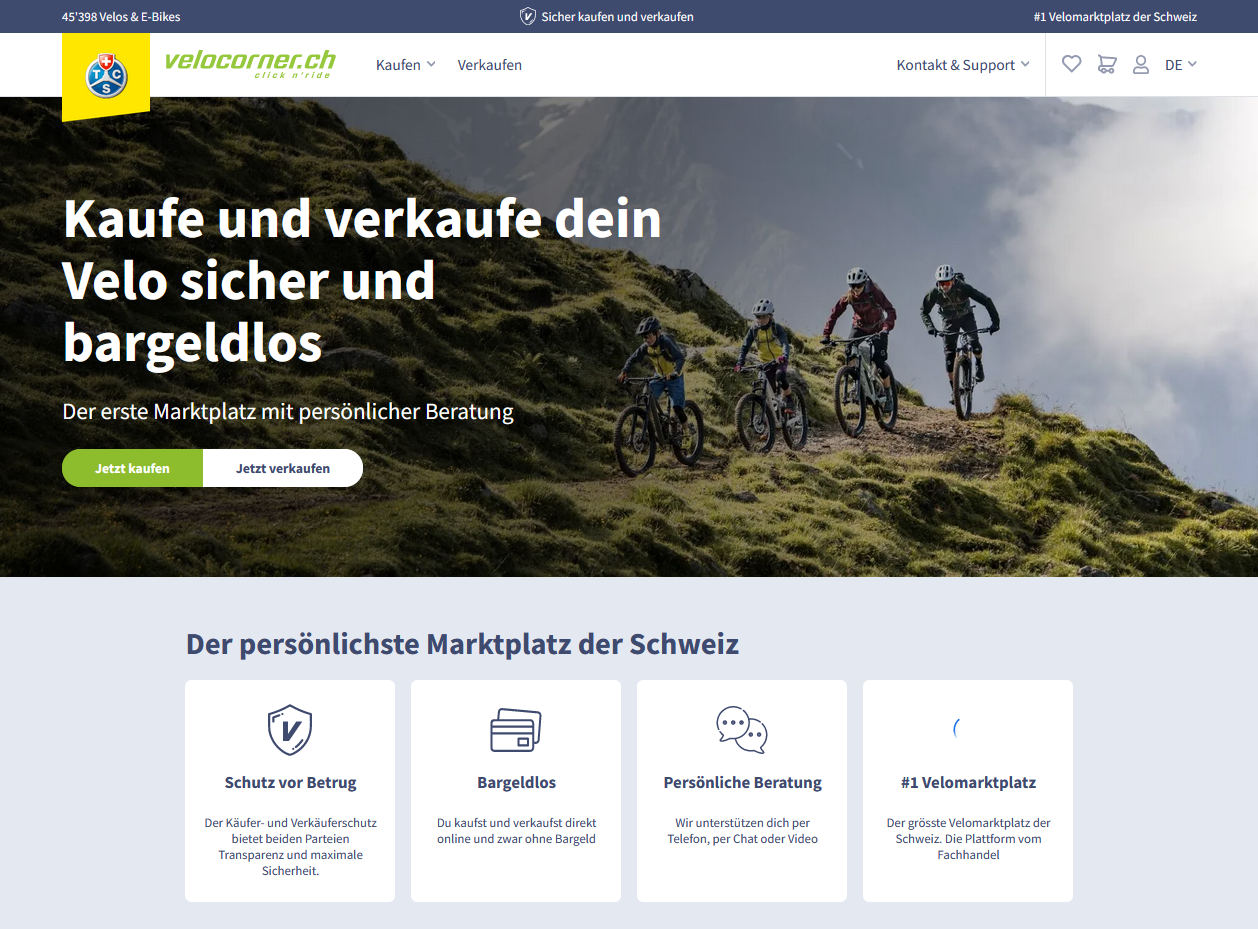 TCS Velocorner Velo oder EBike online kaufen und verkaufen TCS Schweiz