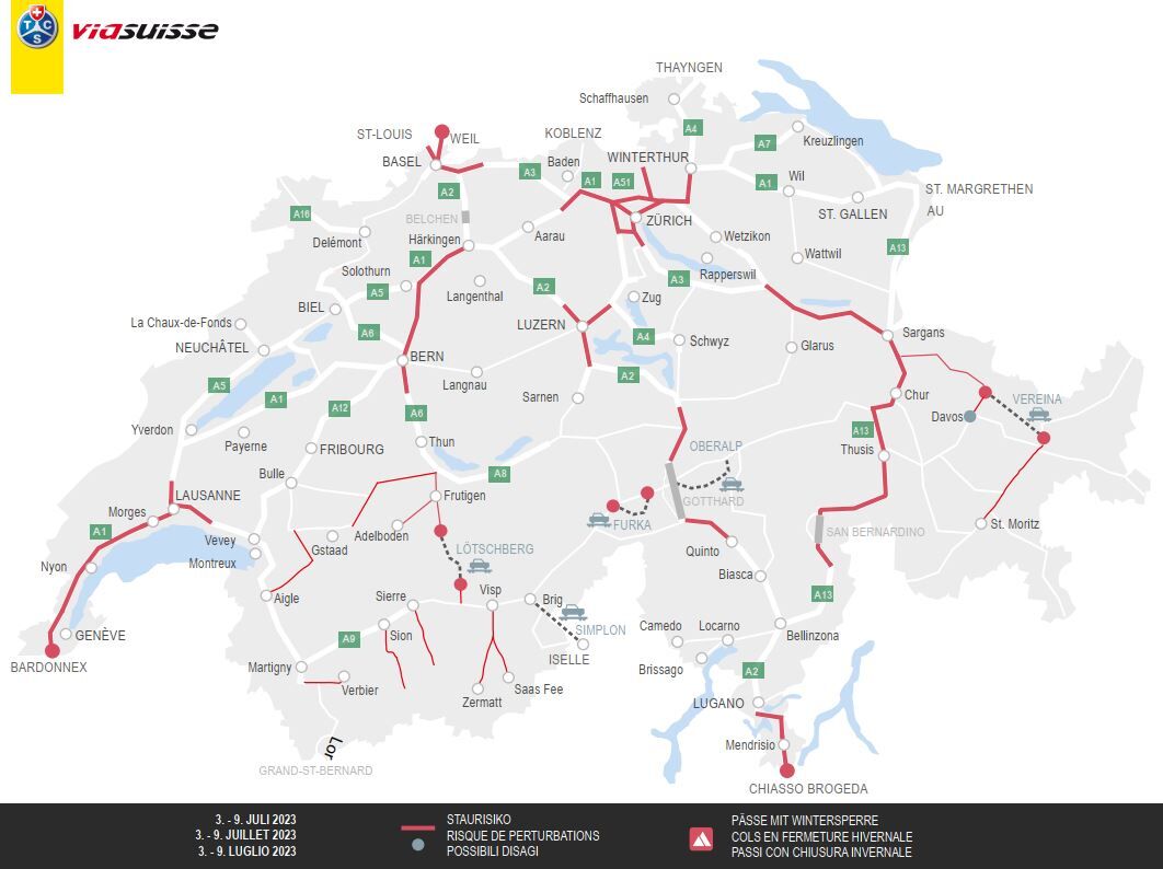 Carte des bouchons 3-9 juillet 2023