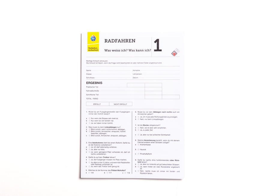 Radfahren: Was weiss ich, was kann ich 1 (10-12 Jahre)